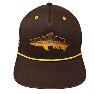Fish Snapback Rope Trucker Hat Brown One Size Mesh Back RepYourWater